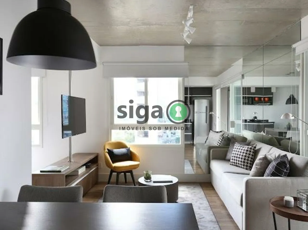 Foto do imóvel Studio com 64m², no Brooklin, com 1 quarto, 2 banheiros e 1 vaga, Mobiliado para Venda