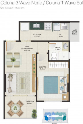 Apartamento com 1 Quarto à Venda,  em Itapuã - Vila Velha