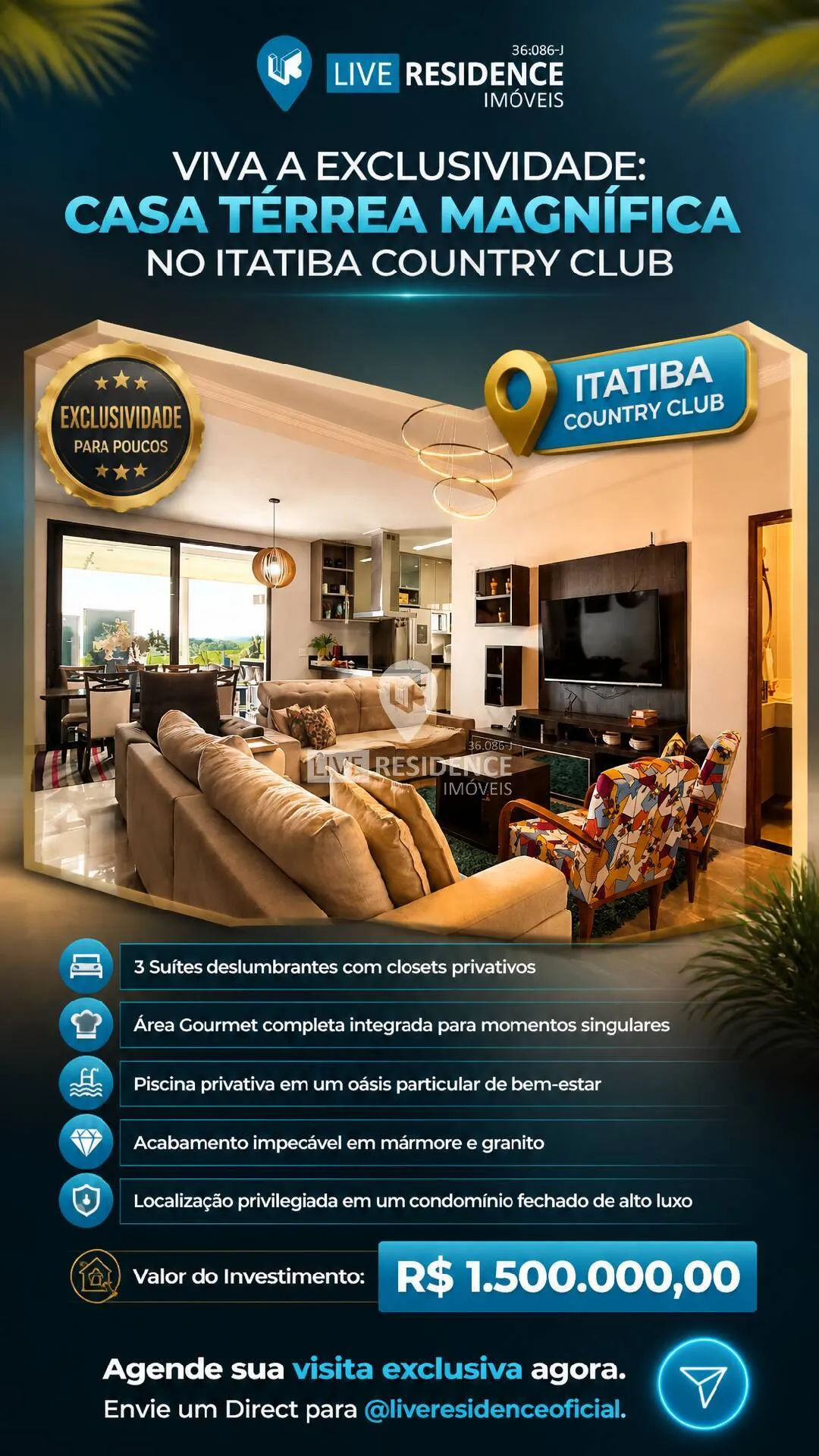 Imagem Casa Térrea Exclusiva no Itatiba Country Club Fase II - Luxo e Conforto