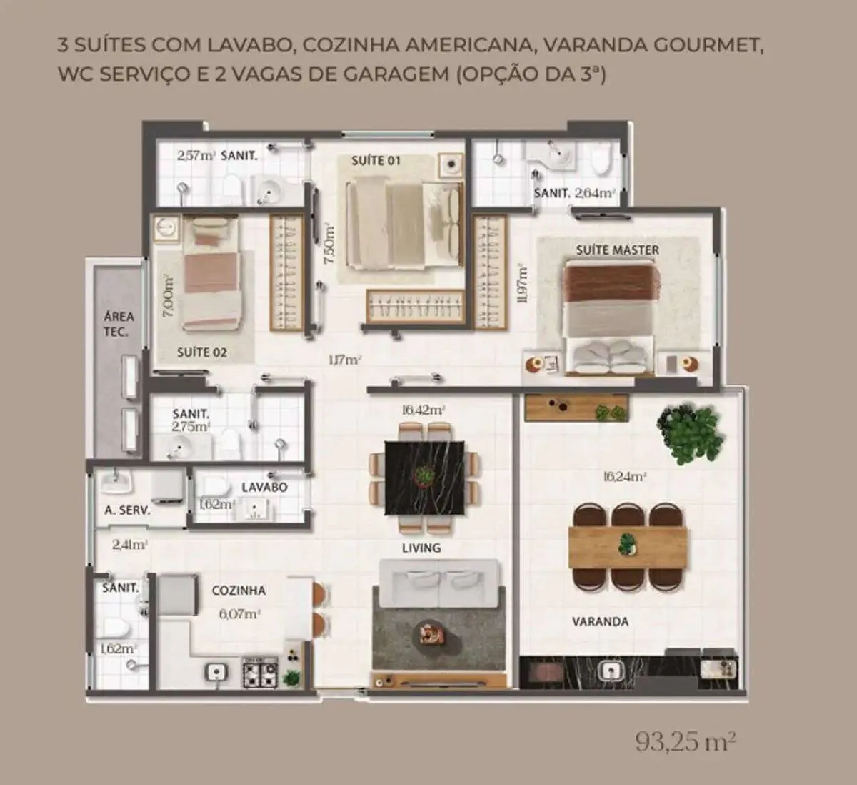 Imagem Apartamentos de 02 ou 03 quartos no coração do Caminho das Árvores.