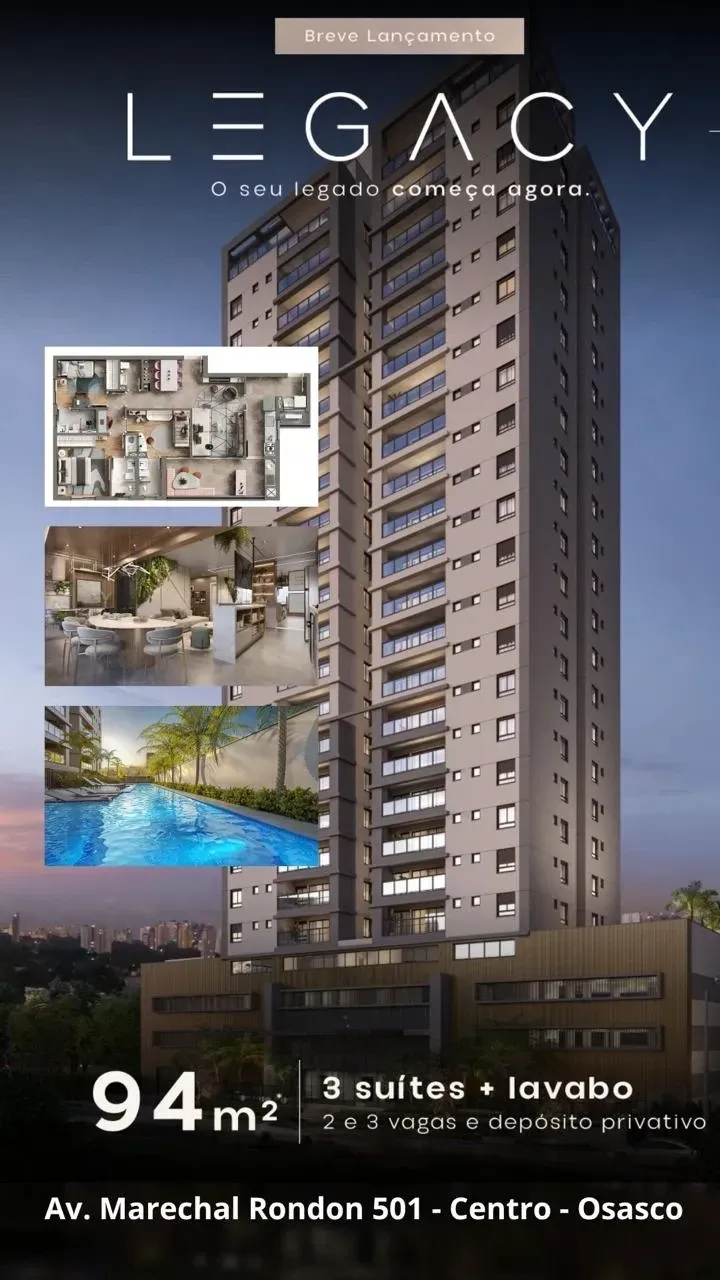 Apartamento com 3 Quartos à Venda, 94 m² em Centro - Osasco