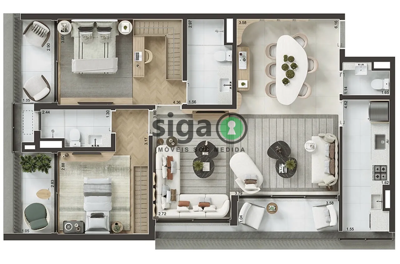 Imagem Apartamento de 101m² com 3 dormitórios em Perdizes, sofisticação e qualidade de vida