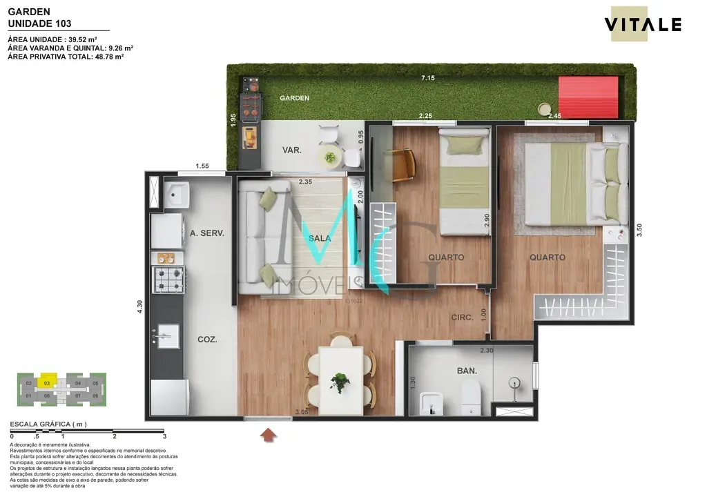 Imagem Garden à venda 2 Quartos 1 Vaga 55.64M² Vila Kosmos Rio de Janeiro - RJ | Vitale Carioca