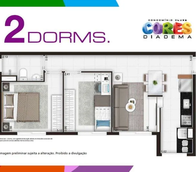 Imagem Apartamento com 2 Quartos à Venda, 45 m² em Piraporinha - Diadema