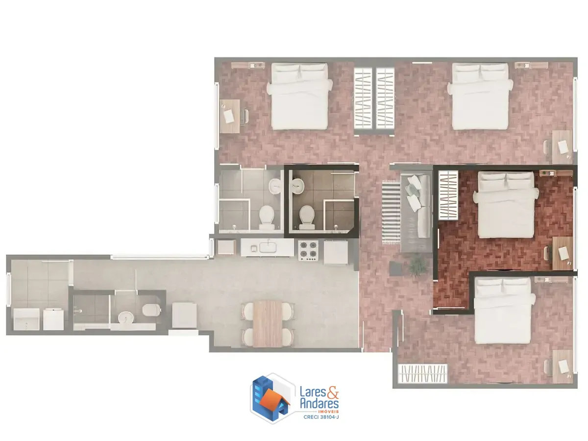 Imagem Apartamento para venda em Bela Vista com 4 quartos, sendo 1 suíte, 114m²