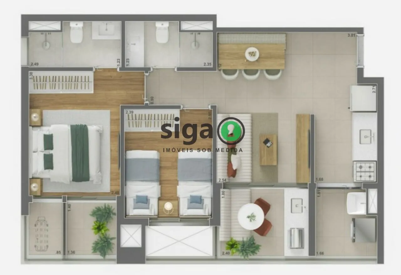 Imagem Apartamento para venda no Brooklin 02 dormitórios, São Paulo - SP