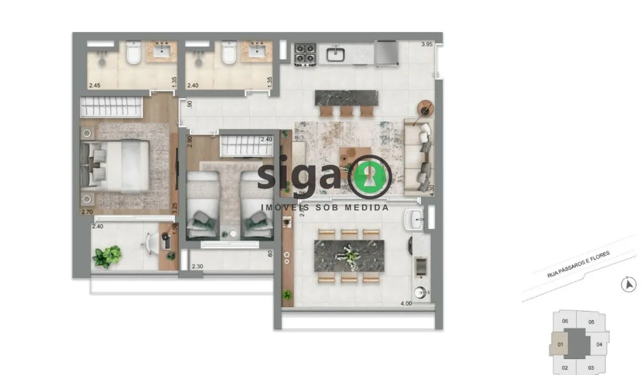 Imagem Apartamento para venda no Brooklin 02 dormitórios, São Paulo - SP