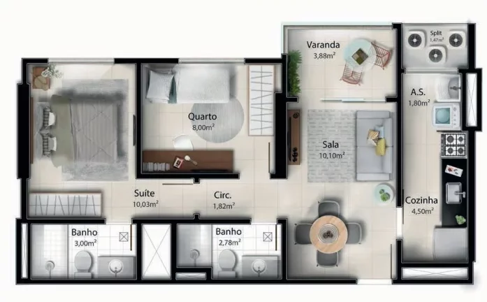 Imagem Apartamento com 2 dormitórios à venda, 57 m² por R$ 635.000,00 - Jockey de Itaparica - Vila Velha/ES