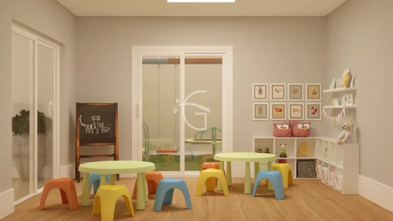 Imagem Apartamento de alto padrão para venda no América em Joinville, com uma área de lazer completa e totalmente mobiliada e decorada.