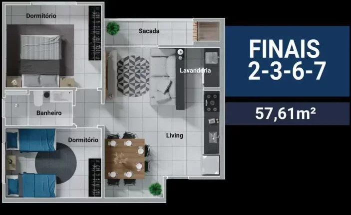 Imagem Apartamento na planta com 2 dormitórios sendo 1 suíte e 1 vaga de garagem em Barra Velha