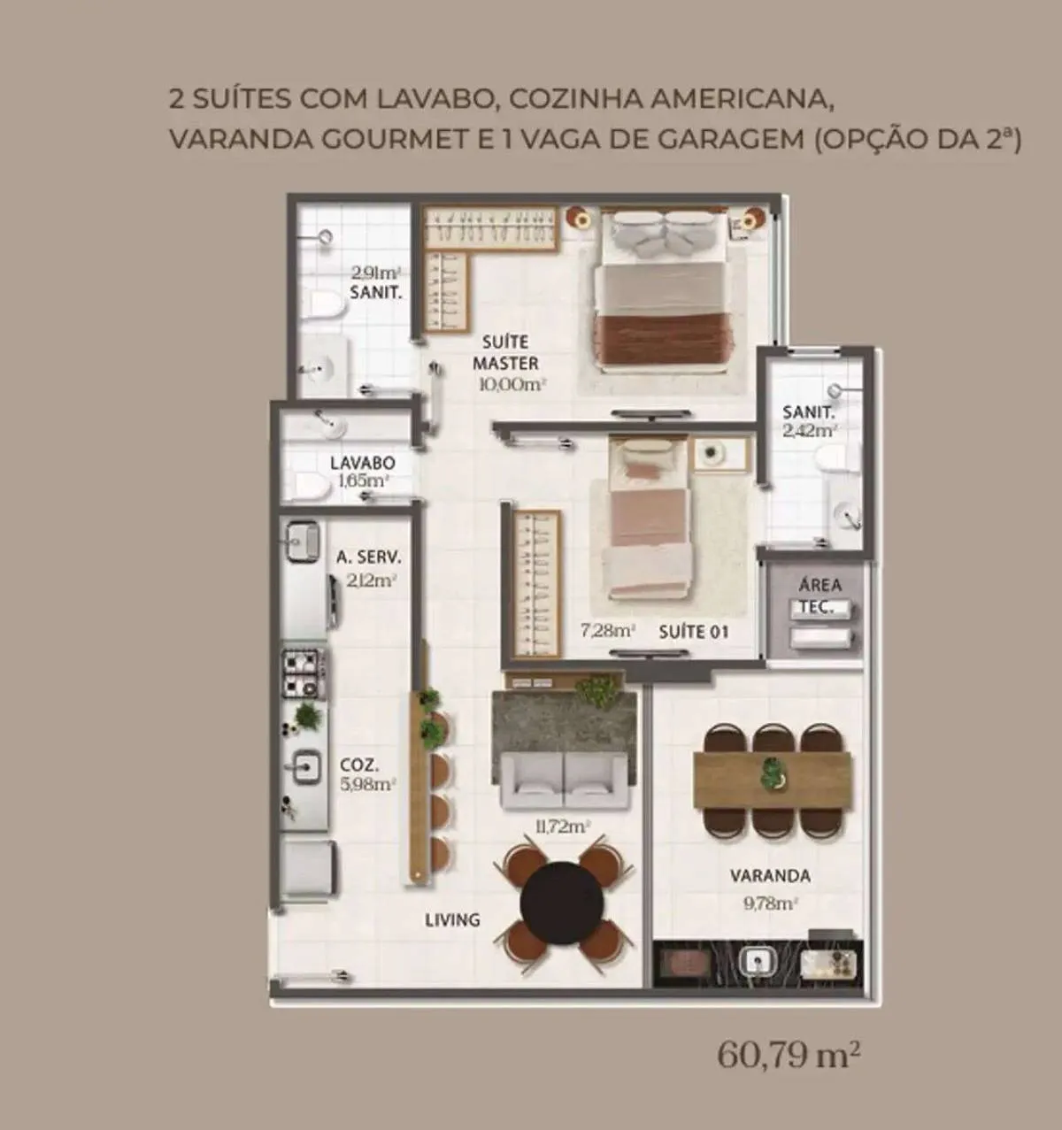 Imagem Apartamentos de 02 ou 03 quartos no coração do Caminho das Árvores.