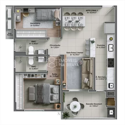 Imagem APARTAMENTO 3 QUARTOS A VENDA - VILA OPERARIA - ITAJAI/SC