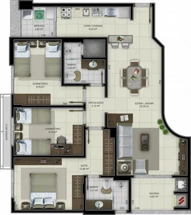 Imagem Apartamento com 3 Quartos à Venda, 95 m² em Comerciário - Criciúma