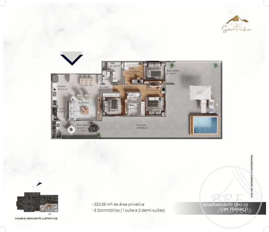 Imagem Colinas de São Pedro 3Dorm/suí + demi-suí.- espaço, conforto e sofisticação