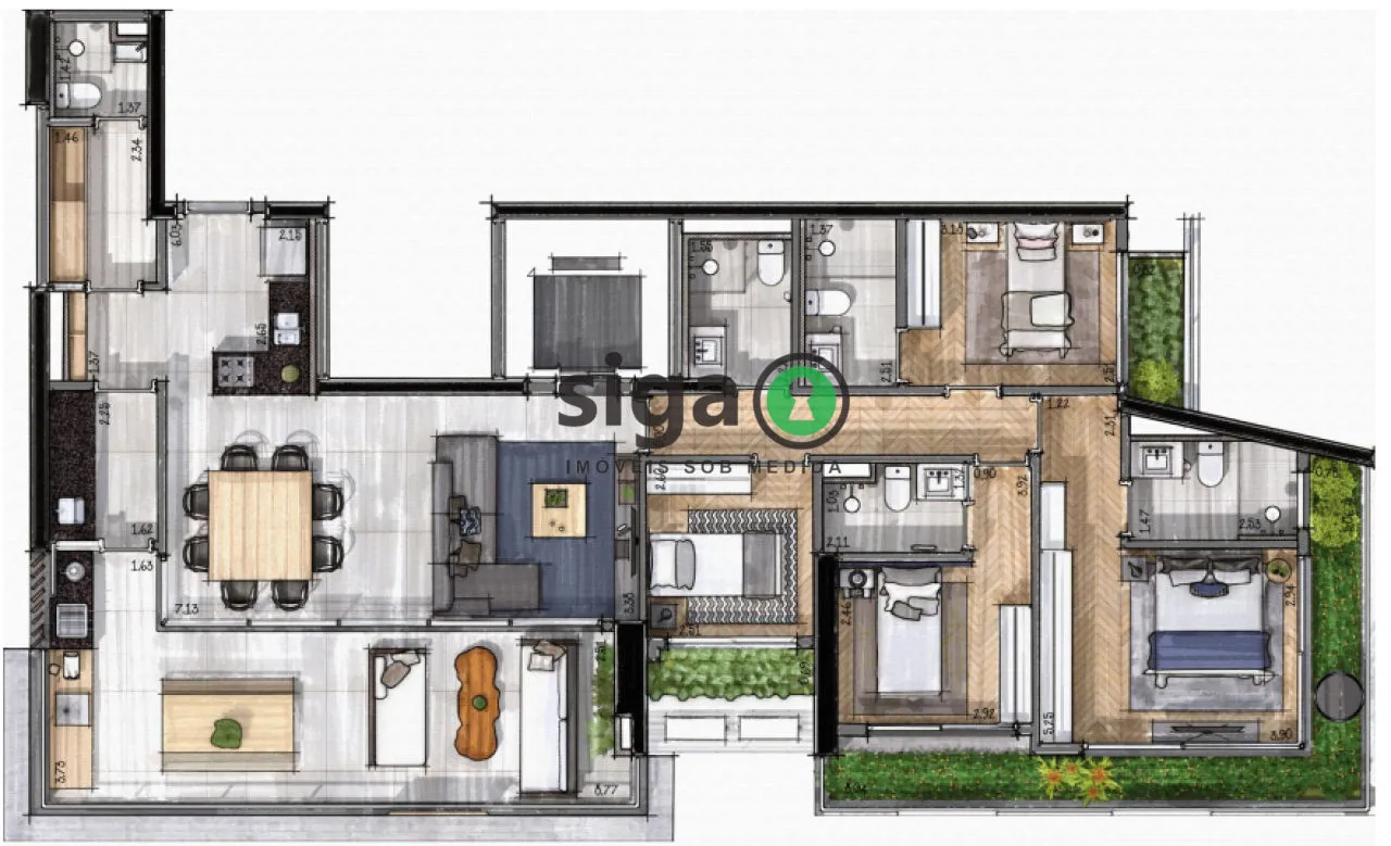 Imagem Apartamento para venda no Brooklin, 4 dorms. 3 suítes, 3 vagas São Paulo - SP