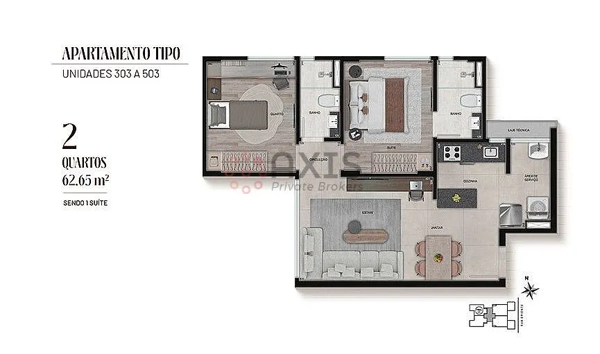 Imagem Apartamento 2 Quartos no Serra - Lazer completo