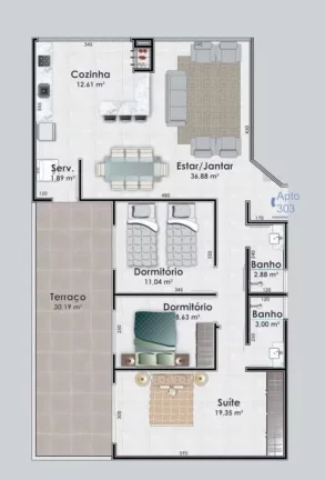 Imagem Turquesa - Apartamento à venda no bairro Zona Nova - Capão da Canoa/RS