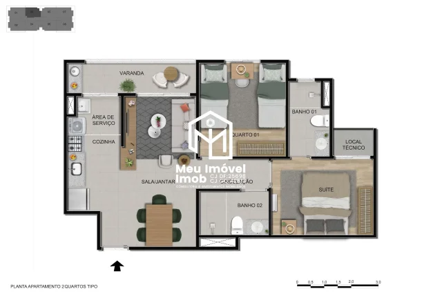 Imagem Rodovia BR 020 Alto Sobradinho Cobertura 3 Quartos 2 Vagas 132,65m² Lazer Planta