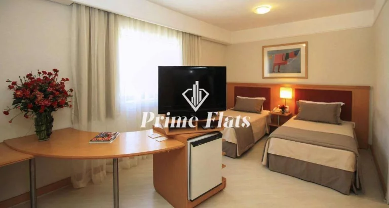 Imagem Flat disponível para venda no Hotel Bienal Suítes, com 28m², 1 dormitório e 1 vaga de garagem
