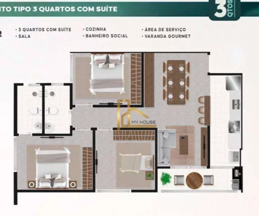 Imagem Apartamento de 3 Quartos com Vista para o Sol da Manhã Recém entregue na Varzea em Teresópolis-RJ