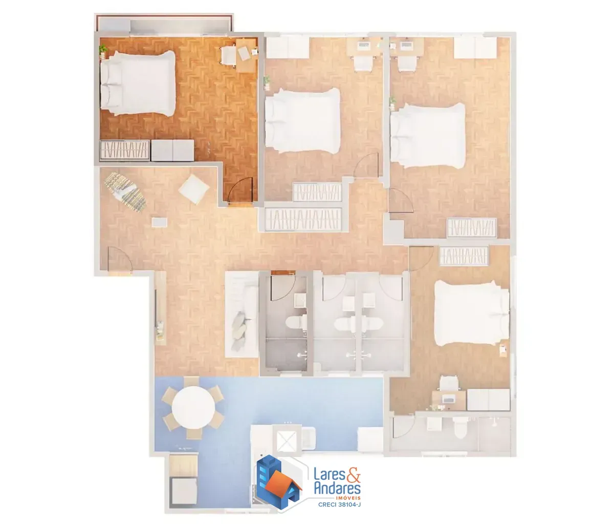 Imagem Apartamento para venda em Bela Vista com 4 quartos, sendo 1 suíte, 145m²