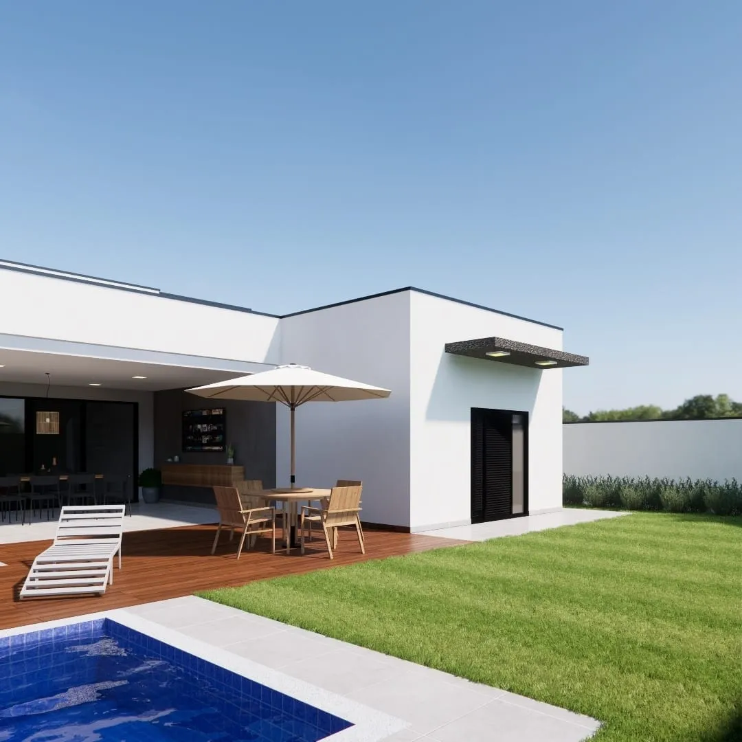 Imagem Uma Residência Térrea Unifamiliar em Pindamonhangaba, Projetada com Materiais de Alta Qualidade e Acabamentos Modernos, Pronta para Receber sua Famíli