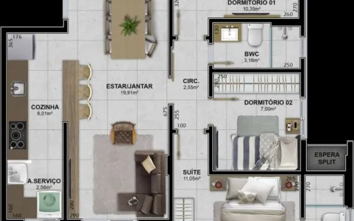 Imagem Apartamento com 2 Quartos à Venda, 68 m² em Brasília - Criciúma