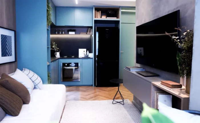 Imagem Apartamento à venda em Moema, São Paulo-SP: 1 quarto, 1 suite, 1 banheiro, 1 vaga de garagem - 41,00m² - Condomínio Kronos Moema By Kallas Arkhes.