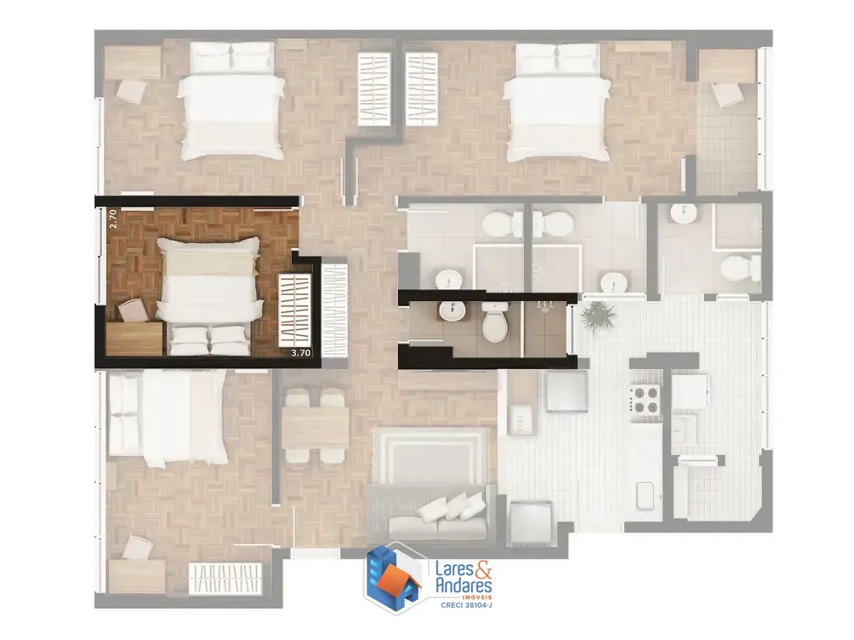 Imagem Apartamento para venda em Pinheiros com 4 quartos, sendo 1 suíte, 106m²