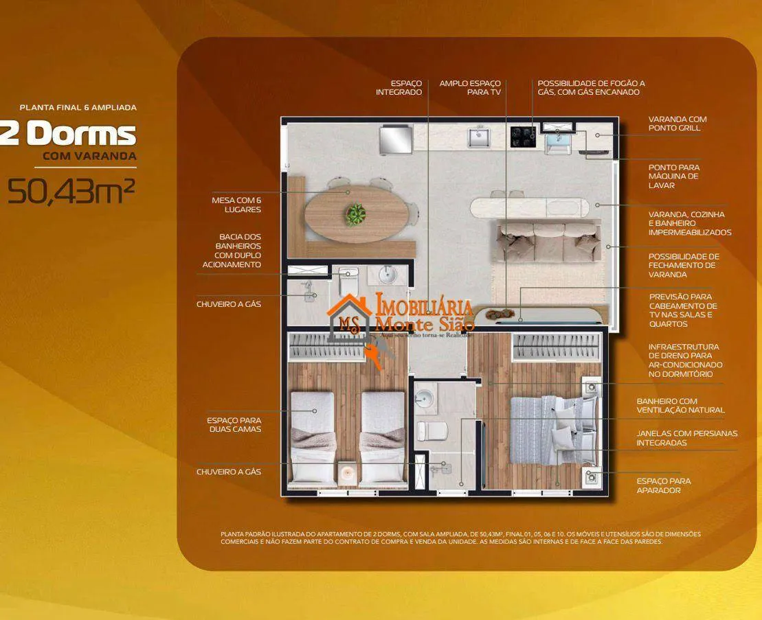 Imagem Apartamento com 2 dormitórios à venda, 50 m² por R$ 453.602,53 - Picanco - Guarulhos/SP