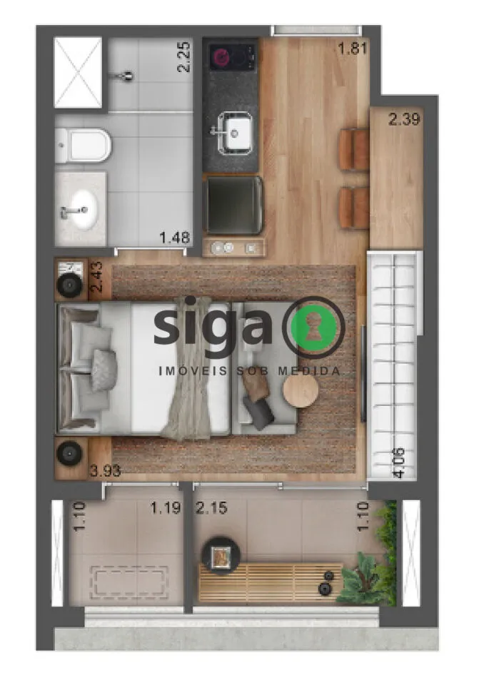 Imagem Studio a venda 27 m² no Brooklin perto de tudo e de todos