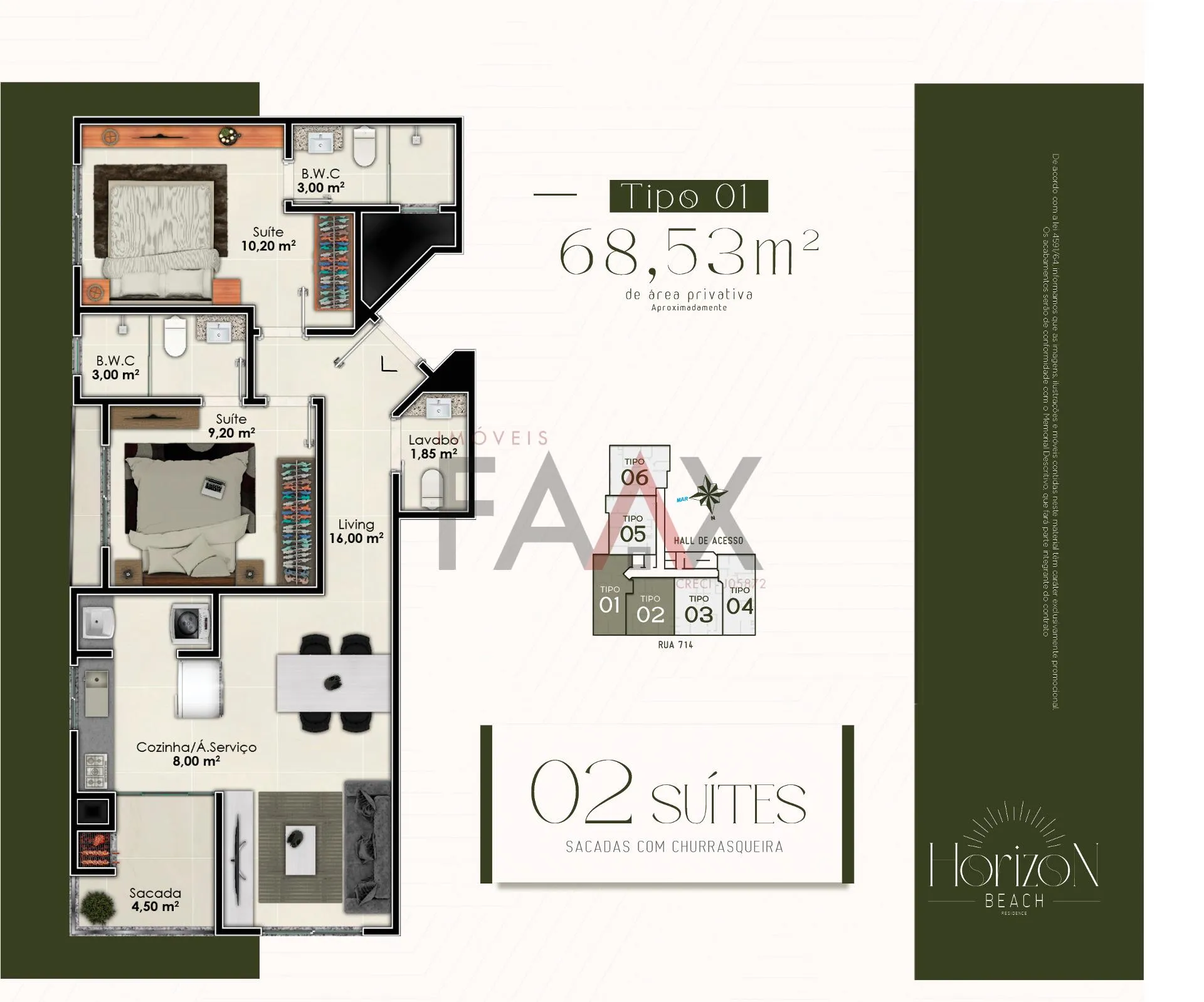 Imagem Apartamento com 2 suítes à venda,68.53 m², varzea, ITAPEMA - SC