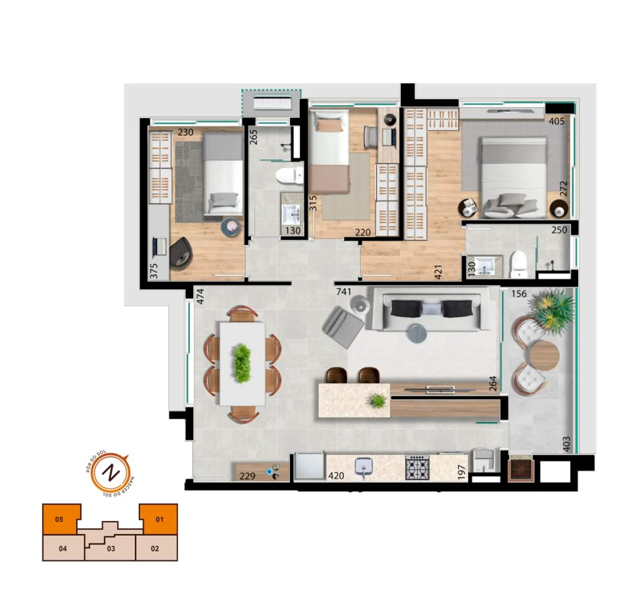 Imagem Apartamento de 2 e 3 dormitórios, no bairro Bacacheri 94mts².