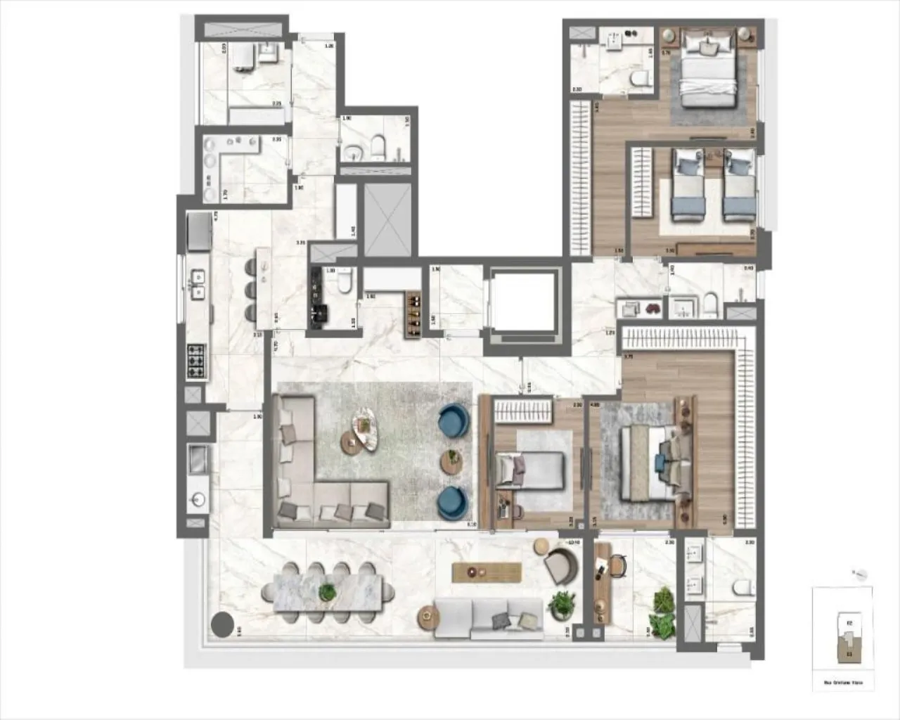 Imagem APARTAMENTOS DE 4 DORMITÓRIOS 3 SUITES E 3 VAGAS - LE JARDIN BY YOO