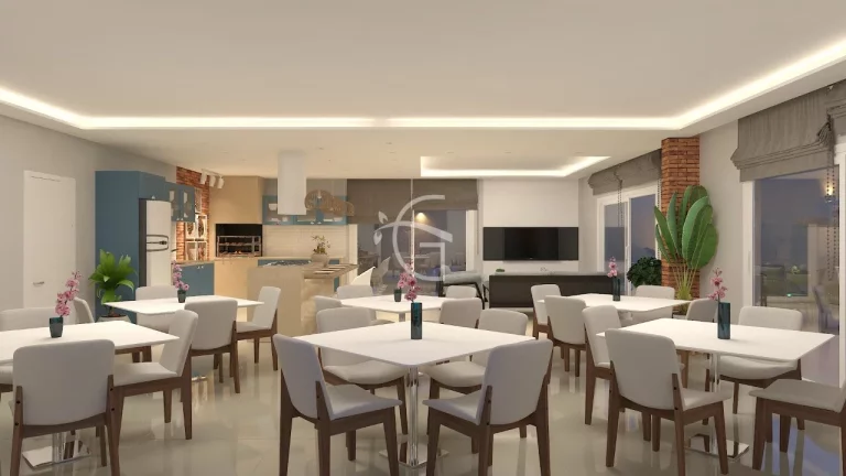 Imagem Apartamento de alto padrão para venda no América em Joinville, com uma área de lazer completa e totalmente mobiliada e decorada.