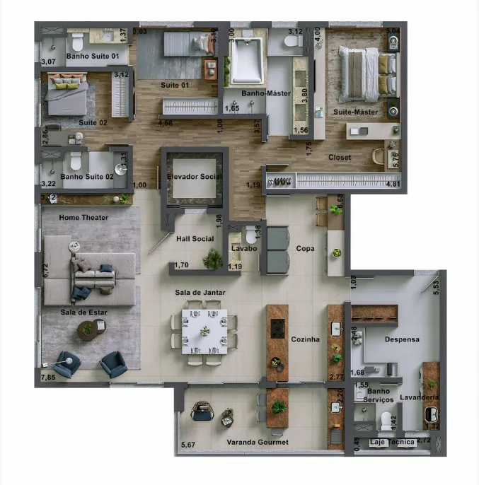 Imagem Apartamento de luxo à venda no Jardim Portal da Colina em Sorocaba-SP: 3 quartos, 3 suítes, 2 salas, 3 banheiros, 3 vagas de garagem, 192m²!
