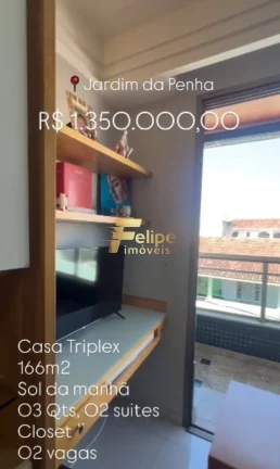 Imagem BELÍSSIMA CASA TRIPLEX DE 03 QUARTOS, SENDO 01 SUÍTE, SOL DA MANHÃ, À VENDA EM JARDIM DA PENHA, VITÓRIA/ES!