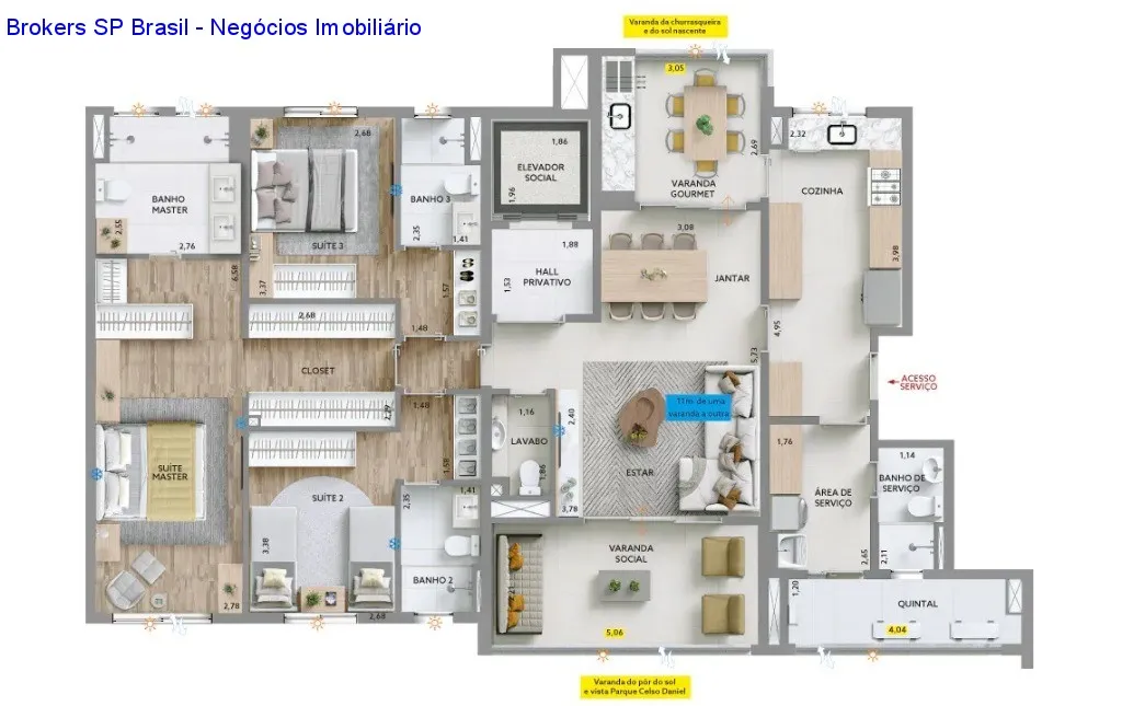 Imagem Apartamento de Luxo no Condomínio Splendor Jardim: 3 Quartos, 3 Suítes, 2 Vagas - 163m² em Santo André-SP!