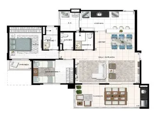 Imagem Apartamento de Luxo no Edifício Gaudi São Caetano: 2 quartos, 1 suíte, 2 banheiros, 2 vagas, 98m² no Barcelona, SP.