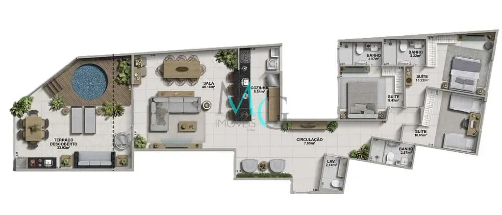 Imagem Cobertura Horizontal à venda 3 Quartos 1 Suite 3 Vagas 108.82M² Recreio dos Bandeirantes Rio de Janeiro - RJ | Aveiro