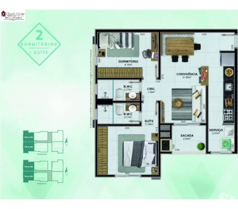 Imagem Apartamento com 2 Quartos à Venda, 65 m² em Presidente Vargas - Içara