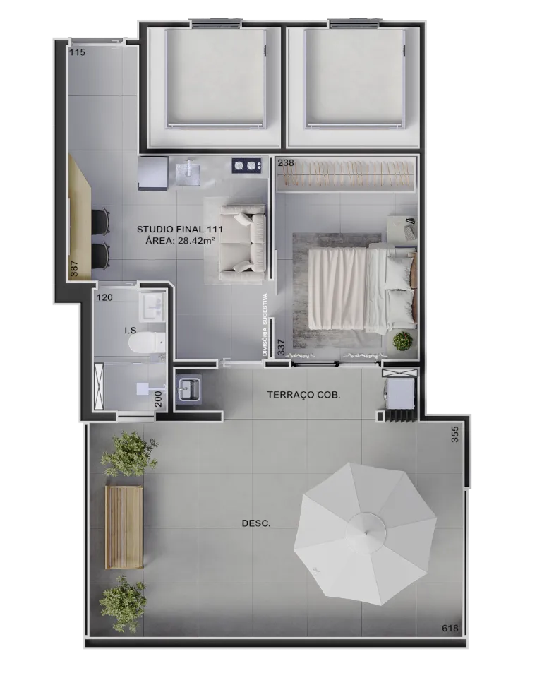Imagem Imperdível oportunidade de investimento em Curitiba: Apartamento à venda no Boa Vista, 1 quarto, 1 banheiro, 29,47m²