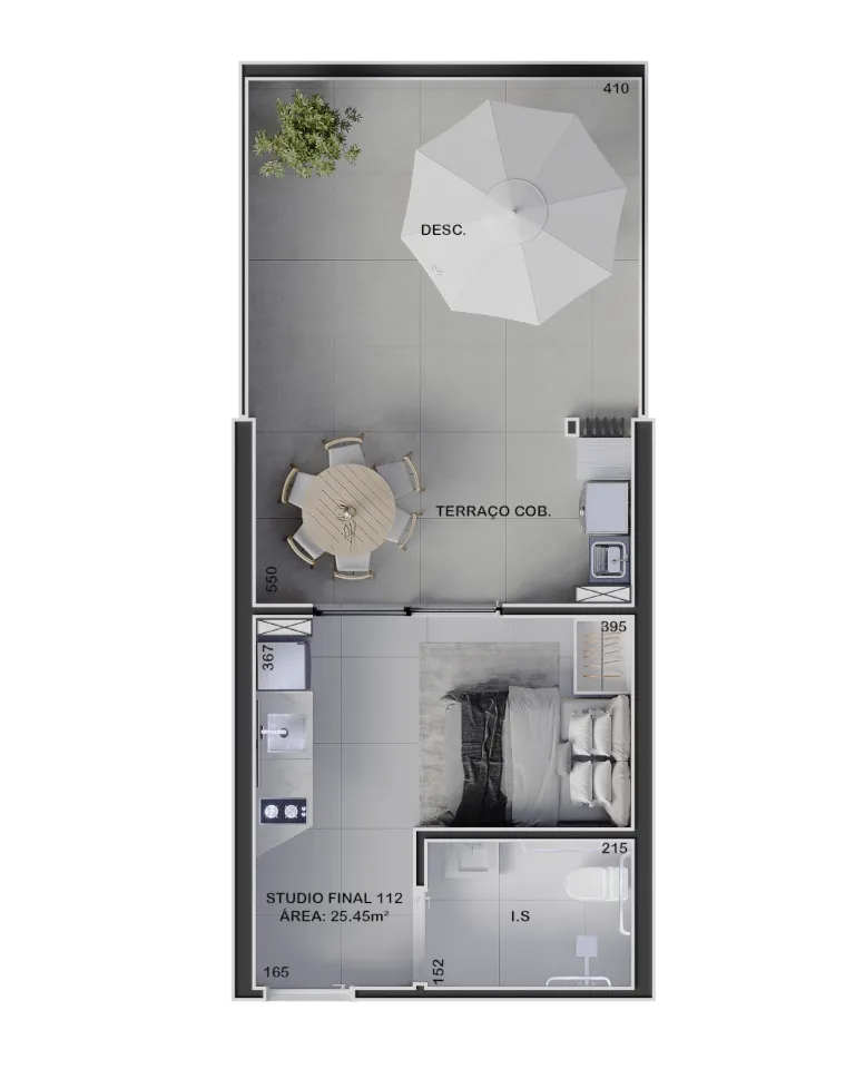 Imagem Imperdível oportunidade de investimento em Curitiba: Apartamento à venda no Boa Vista, 1 quarto, 1 banheiro, 29,47m²