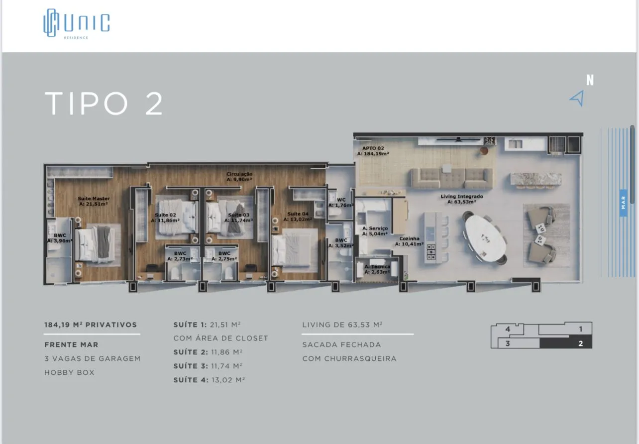 Imagem Apartamento com vista para o mar à venda com 178m2 por R$ 5.900.000,00