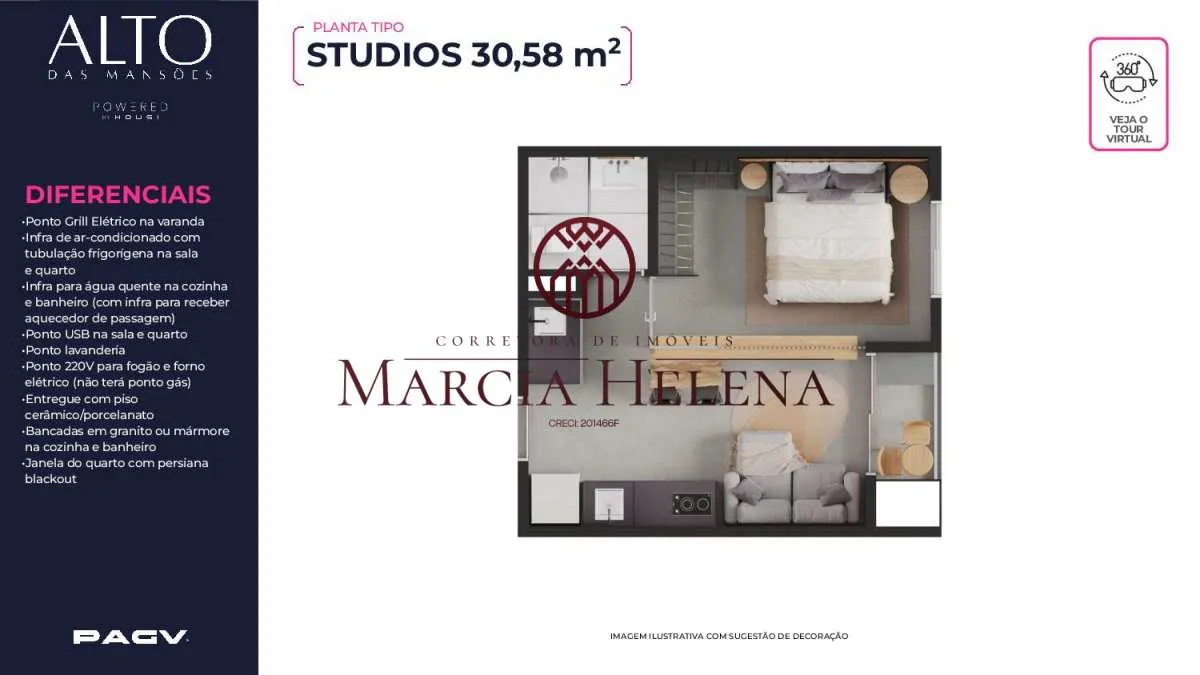 Imagem Studio à venda em Campinas, Parque Rural Fazenda Santa Cândida, com 1 quarto, 30,58m2