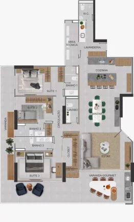 Imagem EXCELENTE APARTAMENTO ALTO PADRÃO NO FORTE 3 SUÍTES 1 VAGA!!!