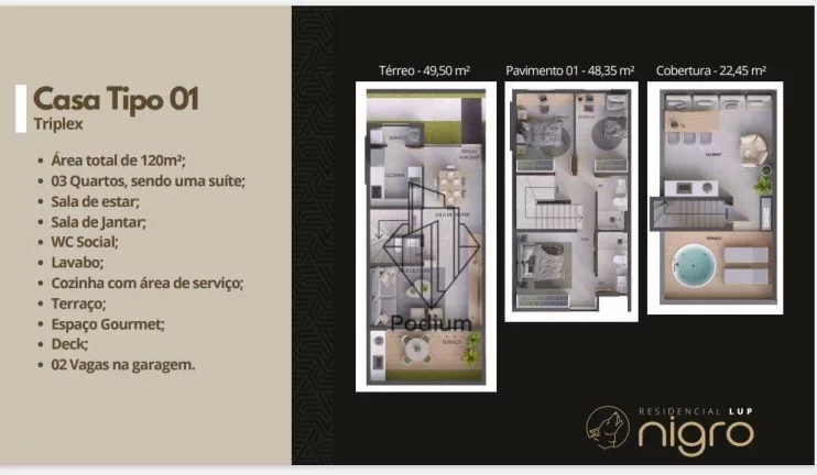 Imagem Casa triplex com espaço Gourmet e Jacuzzi no Bairro dos Estados-CA0197
