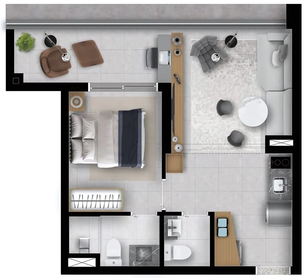 Imagem Conheça o The Choice. 01 dorm. que não tem comparação. Diferenciado, sofisticado e cosmopolita. ...