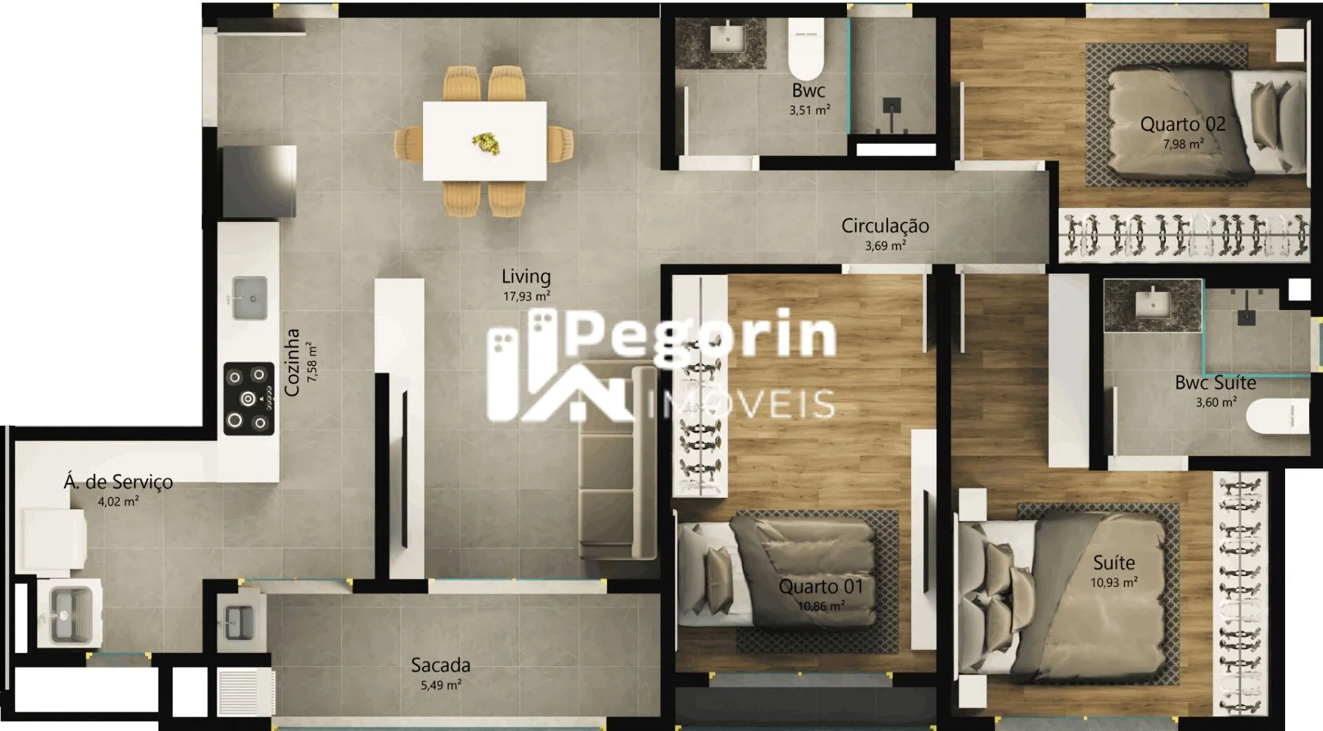 Imagem Apartamento à venda em Pinhais, Centro, com 2 quartos, 61,97m²