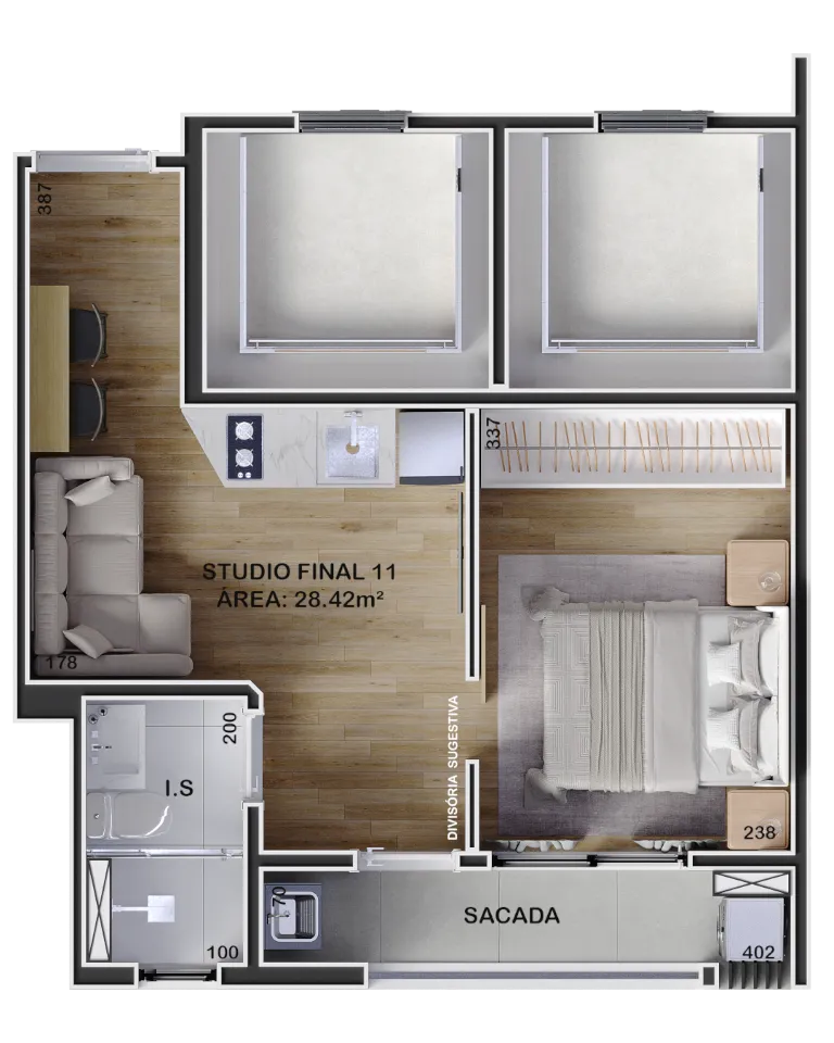 Imagem Imperdível! Apartamento à venda em Curitiba-PR, Boa Vista - 1 quarto, 1 banheiro, 30,55 m² de área.